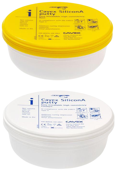 Yellow dental impression putty jar